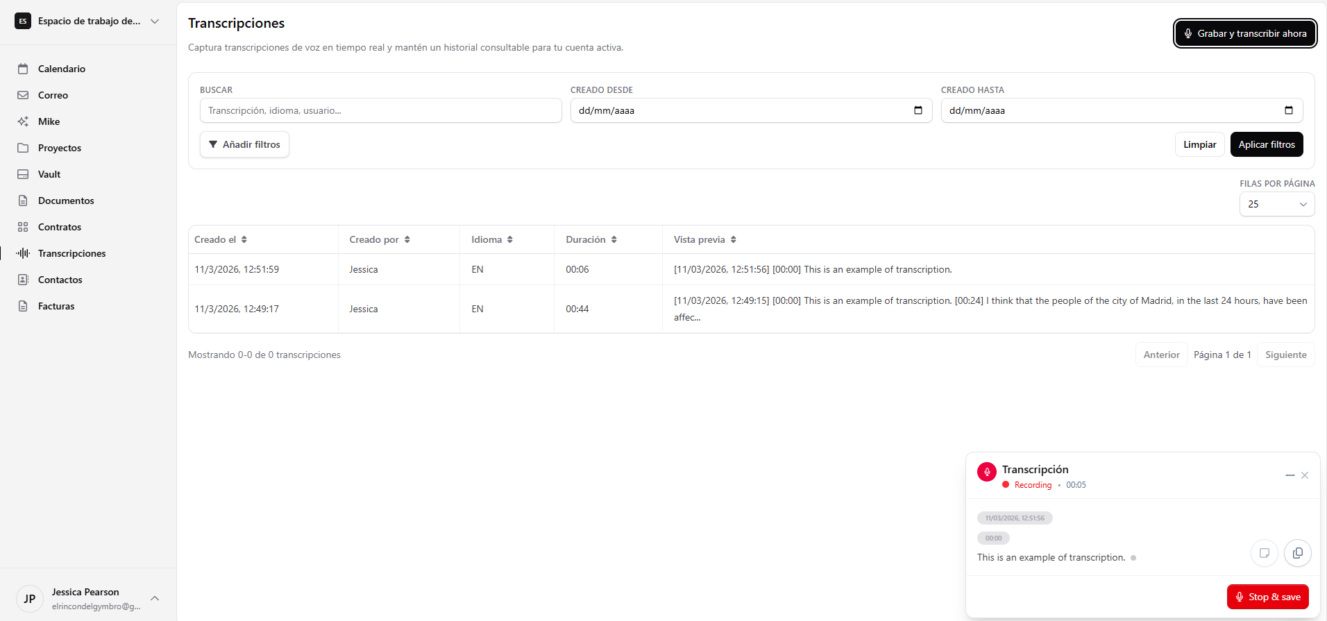 Transcriptions product screenshot